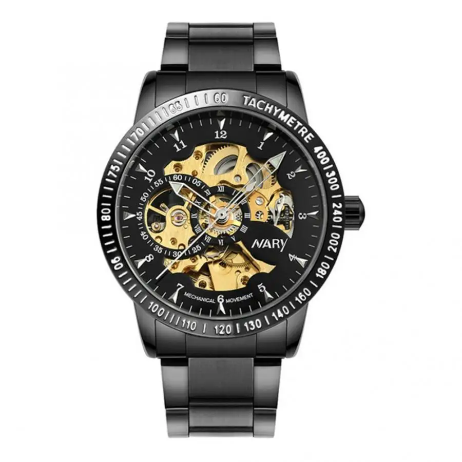 

Clearance NARY Men Casual Waterproof Stainless Steel Strap Round Dial Mechanical Movement Watch Wristwatch Fashion Wristwatch