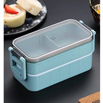 blue Японский контейнер для завтрака Bento для школы дети офис Ланчбокс контейнеры для хранения пищевые контейнеры Microwavable пшеничной соломы BPA бесплатно - Цвет: blue