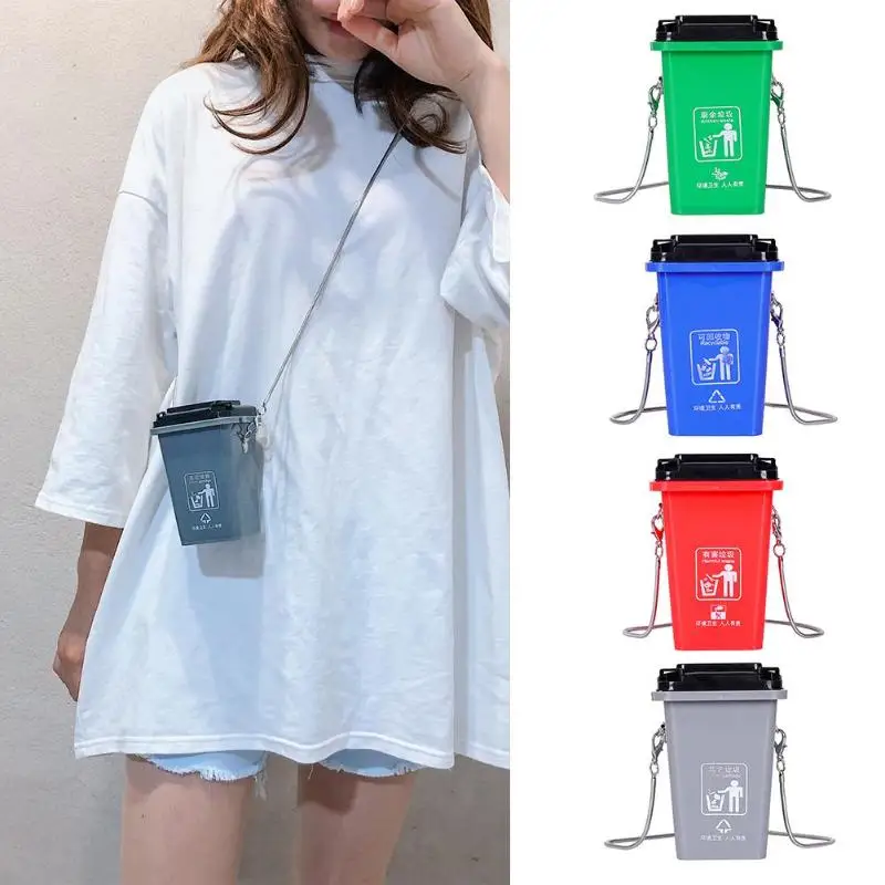Creative Shoulder Bags Women Chain 3D Trash Cans Messenger Bags Handbag