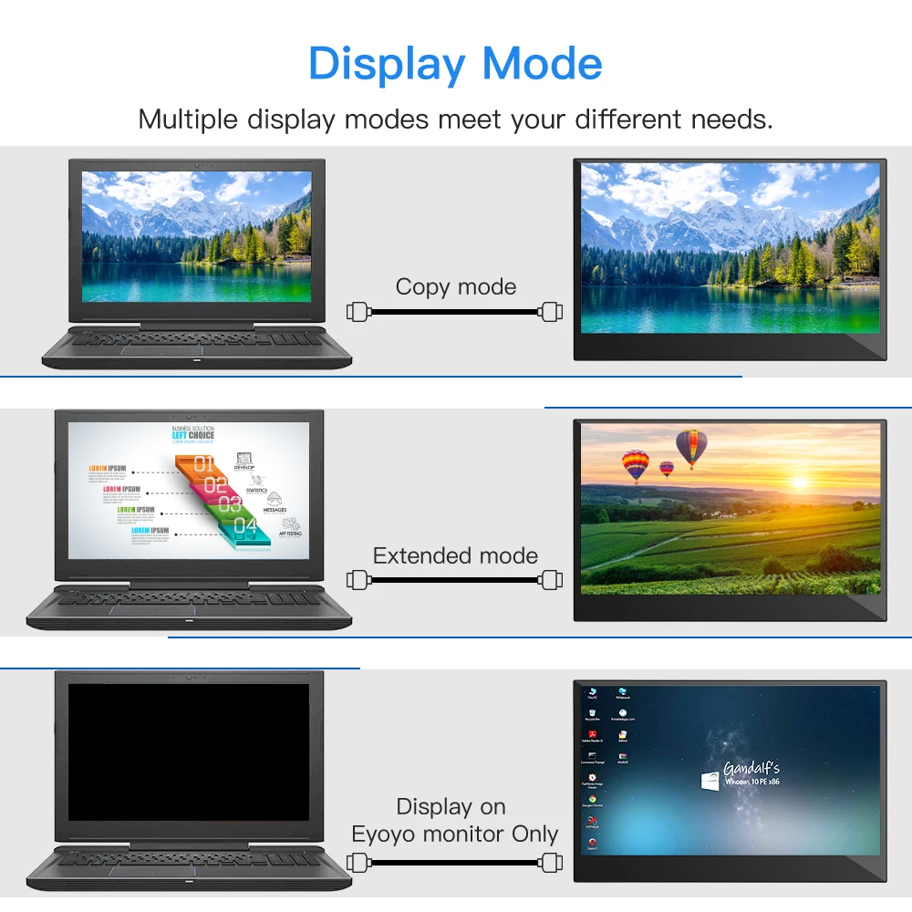 Eyoyo EM13L 13 3 Portable PC USB C IPS Touch LCD Screen Gaming Monitor FHD 1080P 5