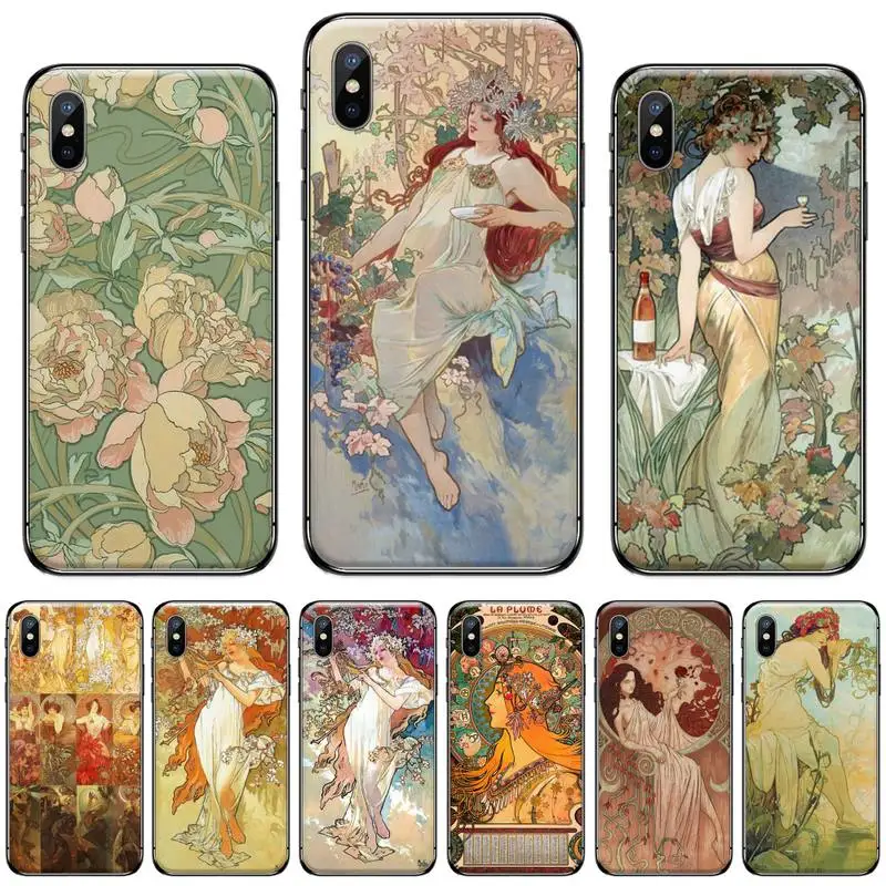 Art Poster ALPHONSE MUCHA DIY Luxury Phone Case For iphone 5 5s 5c se 6 6s 7 8 plus x xs xr 11 pro max | Мобильные телефоны и