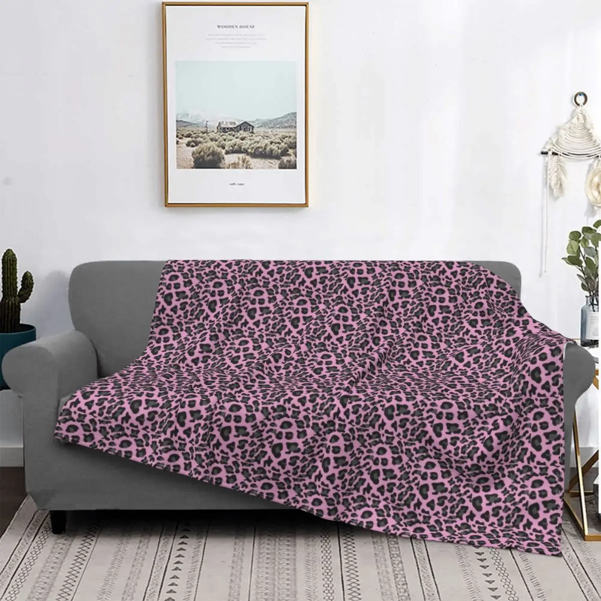 

Pink And Grey Leopard Print Blanket Animal Wild Spot Fur Plush Thick Soft Flannel Fleece Throw Blanket For Sofa Bedspread Velvet