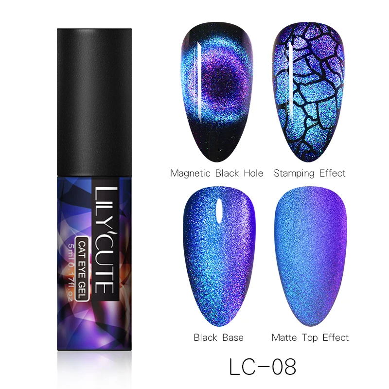 LC 08 LILYCUTE 9D кошачий глаз Хамелеон для использования с магнитом Гель-лак для ногтей Auroras Nails кошачий глаз Длительное замачивание уф гель для ногтей Гель-лак - Цвет: LC 08