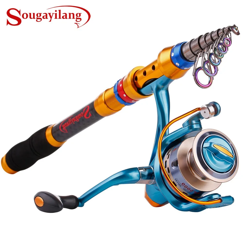 

Sougayilang 1.8M -3.6M Telescopic Fishing Rod Reel Set Carbon Portable Fishing Pole with 11+1BB Metal Spool Spinning Reel Combos