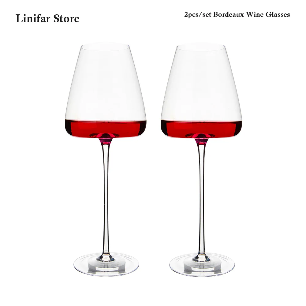 2pcs Goblet Wine Glass 650ml Kitchen Utensils Crystal Water Champagne Glasses Bordeaux Wedding Party Birthday Gift Lead-Free