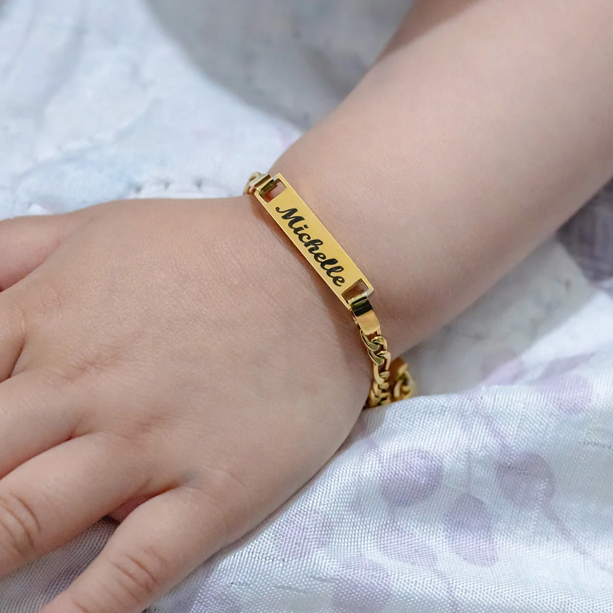 Baby name bracelet stainless steel adjustable baby toddler child 