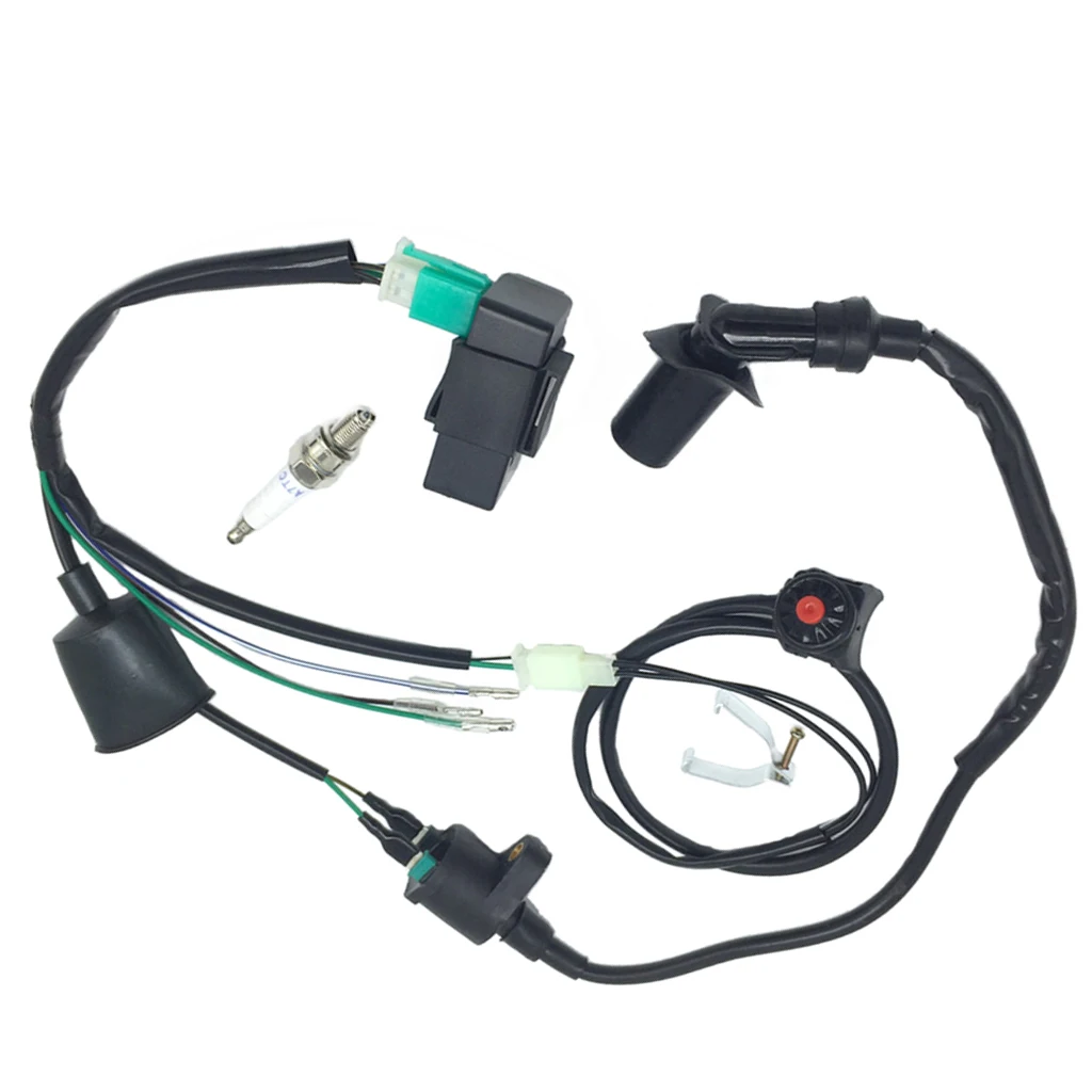 Wiring Loom Harness Kill Switch Ignition Coil CDI For 50cc-160cc SSR Thumpstar Kick Start Pit Dirt Bike