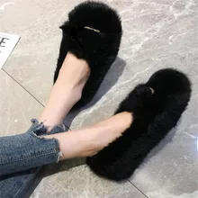 Зимняя шерстяная обувь ручной работы одежда для женщин, зимняя Новинка, бархатная обувь на тонкой подошве с кроличьим мехом; сезон осень-зима; хлопковый спортивный костюм туфли-лодочки