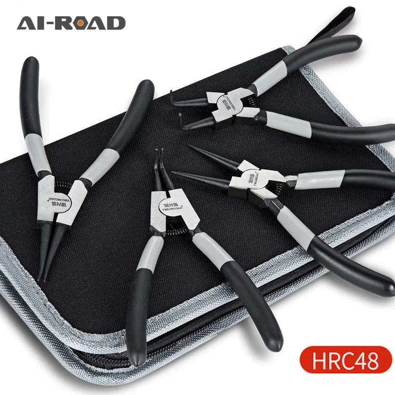 

4Pcs Portable 7" Internal External Pliers Retaining Clips Multifunctional Snap Ring Circlip Pliers with bag