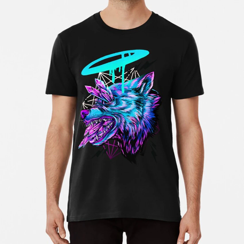 Crystal Wolf T Shirt Digital Drawing Vector Adobe Illustrator Illustrator Photoshop Paint Tool Sai Wolf Crystal Gem Quartz T Shirts Aliexpress