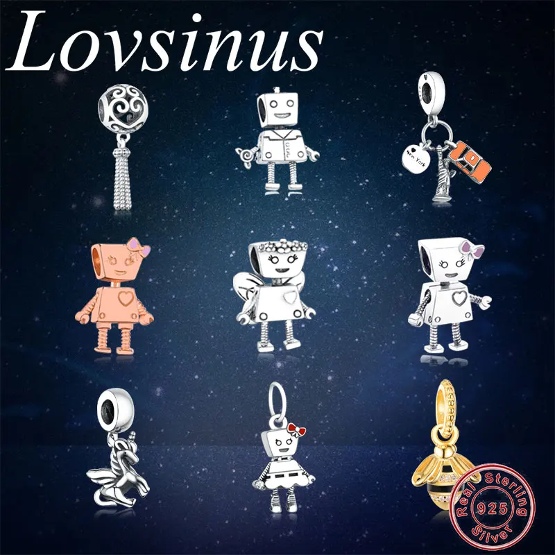 925 Sterling Silver Robot Girl Bella Bot Set Charm Fits Original Europe Charms Bracelet Bead Pendant DIY Jewelry Berloque Makin | Украшения