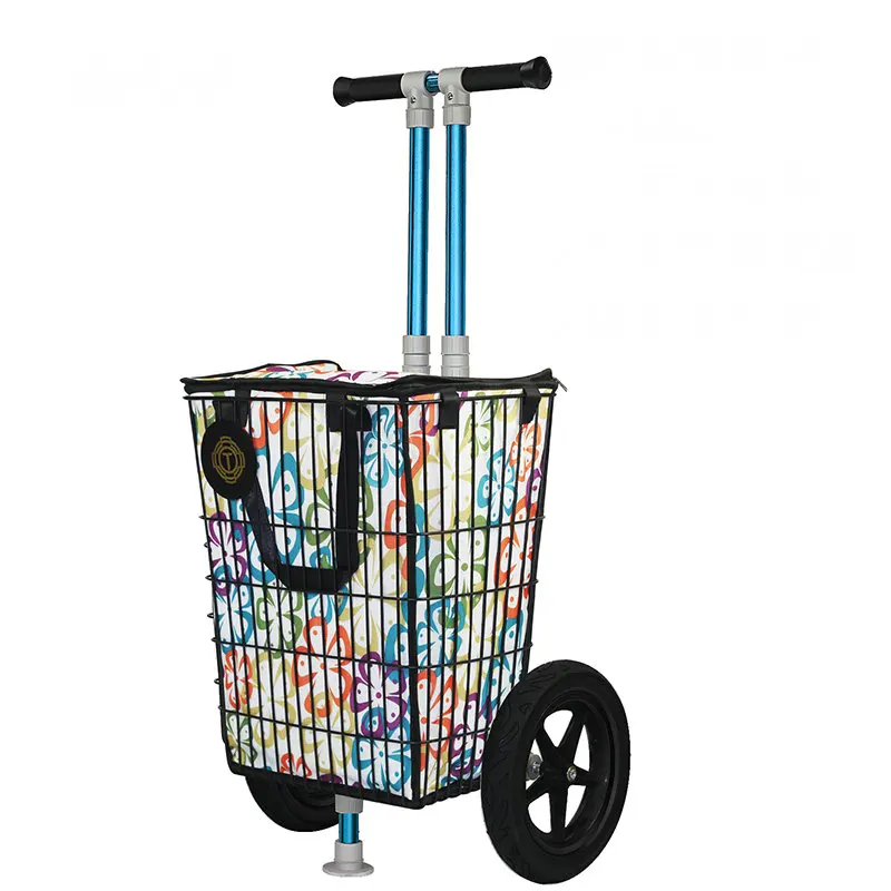 

12 Inch Big Wheel Utility Shopping Cart Can Load 50KG, Grocery Camping Wagon Bicycle Trailer