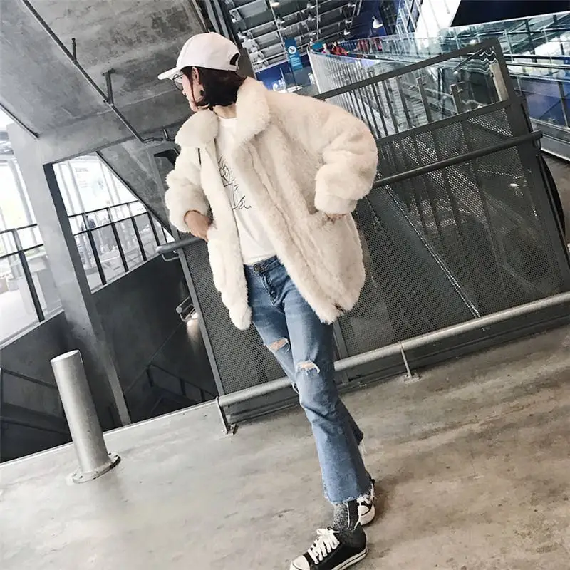 

Fashion 2019 New Winter Women Casual Real Wool Fur Slim Coat Lady Natural Sheep Shearing Fur Thick Warm Jacket Abrigo Mujer J121