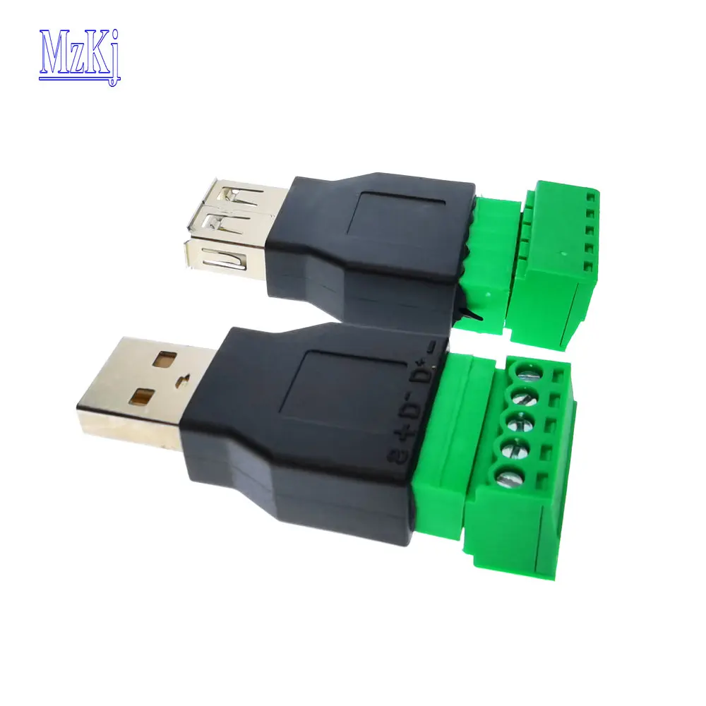 2 шт. Горячая Новинка USB 0 штекер на 5 контактный винтовой коннектор разъем с защитой USB2.0 Тип для
