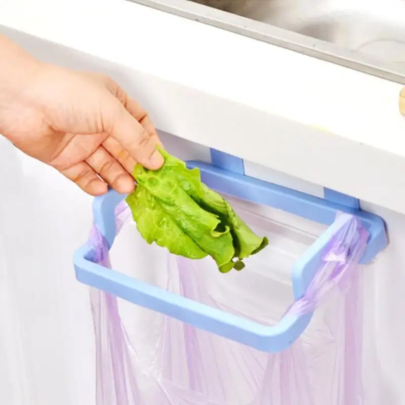 

2019 ABS Plastic Garbage Bag Hanging Holder Multi-function Cupboard Cabinets Towel Storage Rack Garbage Bag Holder Kitchen Tool