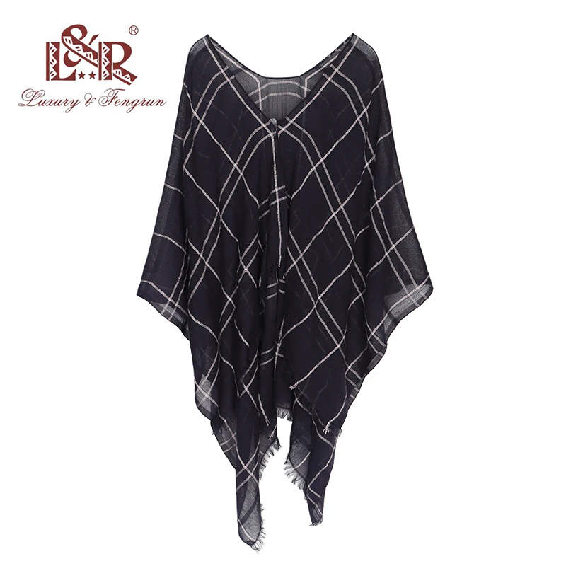 

Женские шарфы из хлопка и льна, осенне-зимние аксессуары для женщин, теплый длинный модный брендовый женский шарф в клетку, пончо Bufanda
