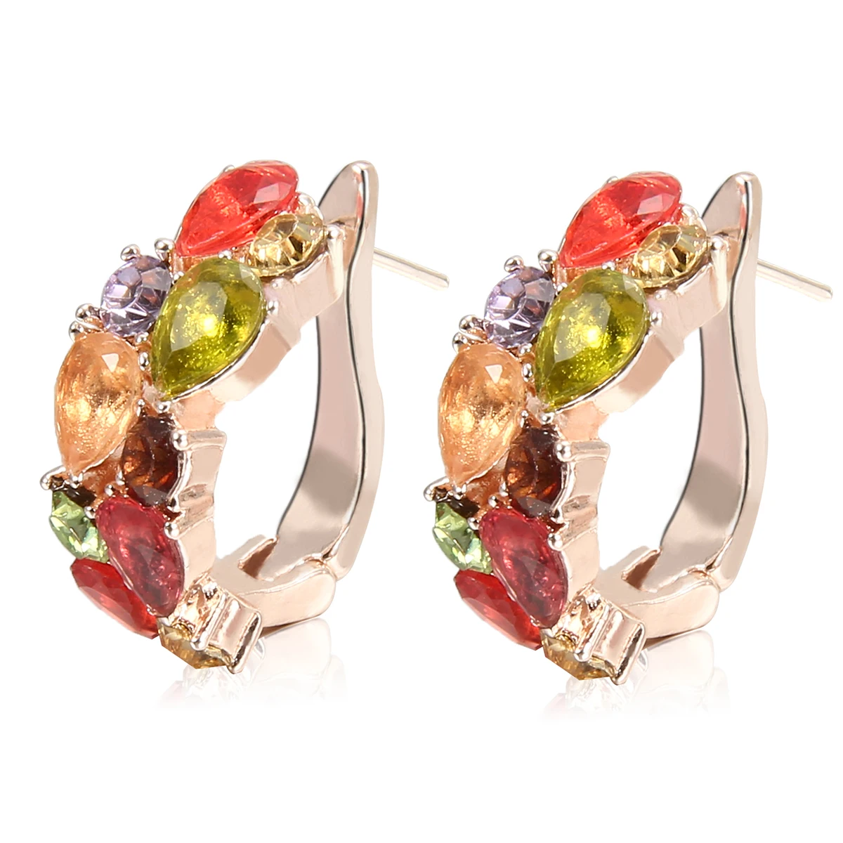 1 Pair Vintage Rhinestone Alloy Hoop Earrings Colorful Crystal Elegant Earring Charms Boho Jewelry Gift For Women