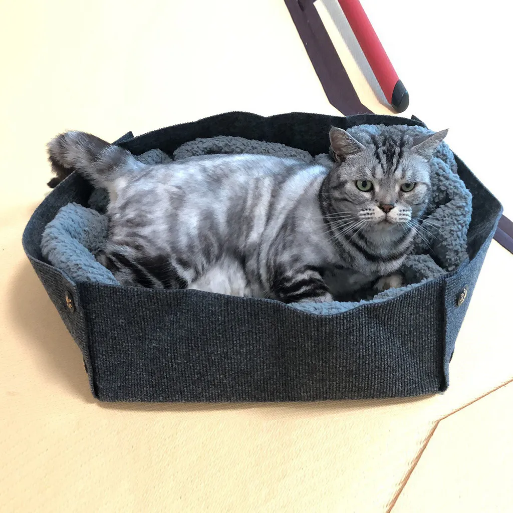 Detachable Washable Plush Kennel Dogs Pet Litter Deep Sleep Comfortable Cat Bed Kitty Cave House Sleeping Bag Mat Pad