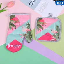 Милый хлопковый Розовый фламинго, кухонный изоляционный коврик для приготовления пищи, микроволновая печь, печь для барбекю, прихватки, прихватки, кухонные перчатки