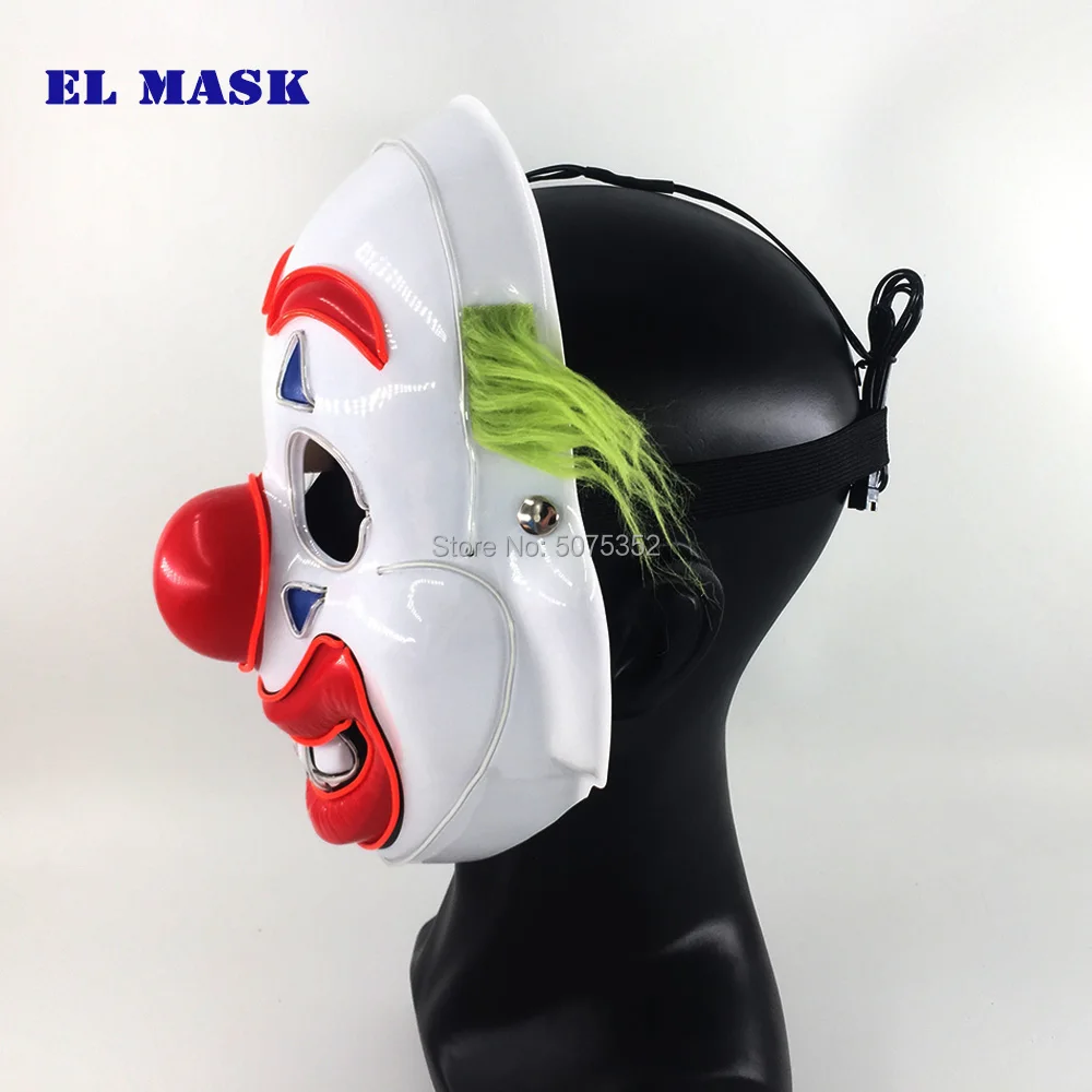 GZYUCHAO EL Dance DJ Carnival LED Mask Funny Joker EL Wire Mask Payday Halloween Neon Light Mask Night Club Cosplay Props