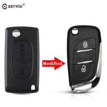 KEYYOU CE0523 модифицированный чехол для выкидного ключа для peugeot 306 407 807 Partner для Citroen C2 Remote VA2/HU83 Blade Fob Case 2/3 кнопки