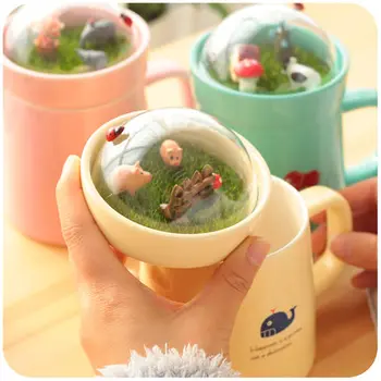 

Cartoon Style Children Outdoor Water Cup 400ml Colorful Lovely Bone China Ceramic Mugs and cup