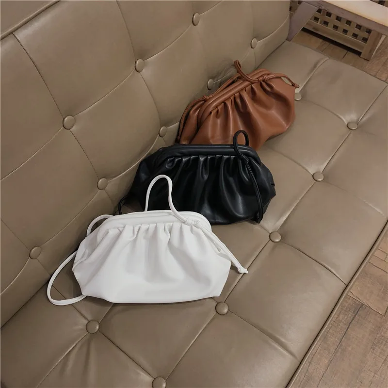 Облачная мягкая женская сумка из искусственной кожи новая сумка через плечо из клецки легкая сумка через плечо со складками клатч