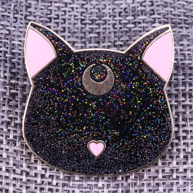 Luna Sailormoon Black Cat Glitter Badge Anime Tv Cartoon Figure