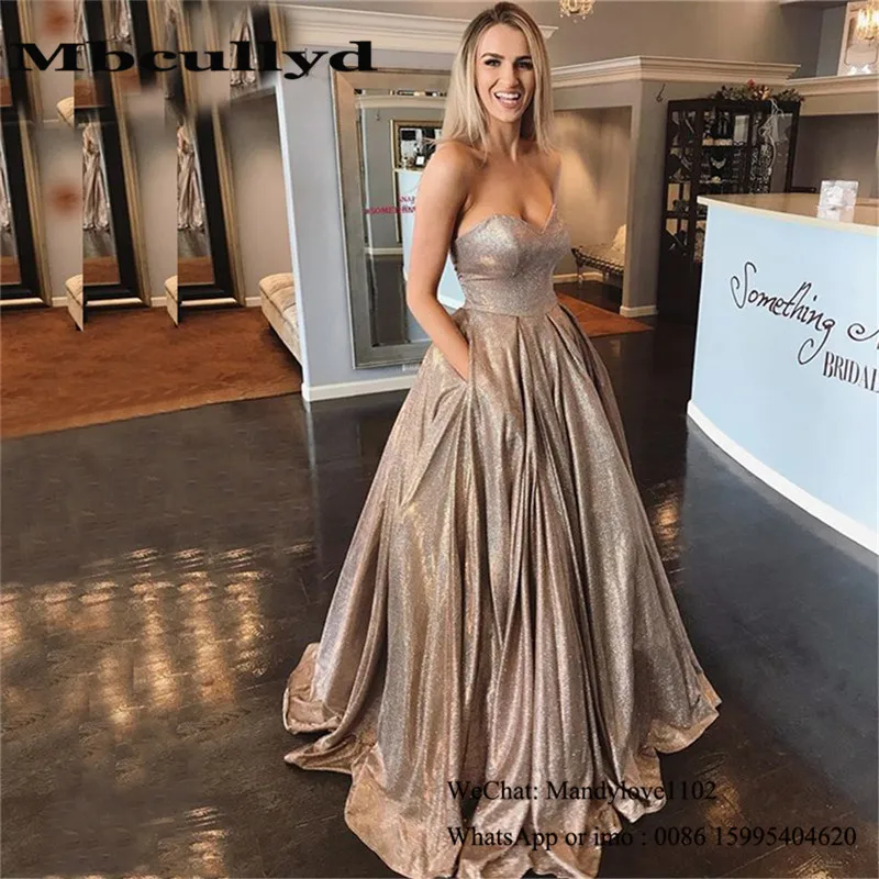 Mbcullyd милое ТРАПЕЦИЕВИДНОЕ платье для выпускного вечера длинное блестящее вечернее платье с блестками вечерние платья с карманами Vestidos de fiesta