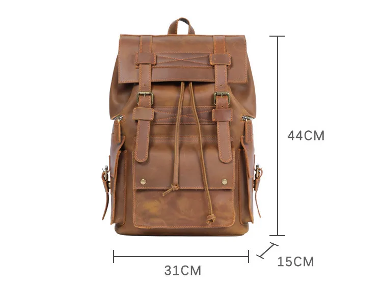 Color : Brown, Size : M Lydianzishangwu Mens Shoulder Bag Crazy Horseskin Retro Leather First Layer Leather Luggage Backpack Leather Bag 