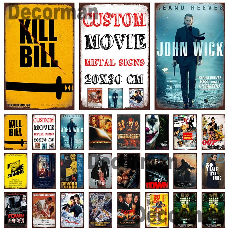 

[ Mike86 ] Movie KiLL BILL JoHN WICK Metal tin sign Wall Plaque Vintage Painting Pub Decoration LTA-3157 20*30 CM home decor