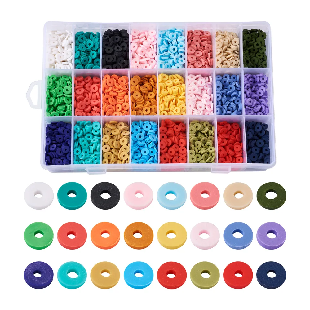 9120 Pcs 24 Strands Clay Beads,Polymer Clay Heishi Beads Disc Flat Beads  Alphabet Letter Beads for Bracelets Jewelry Making Kit Round Handmade Loose