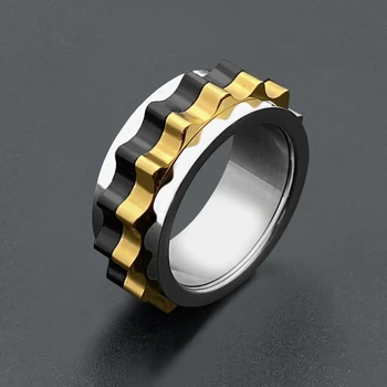

High Quality Stainless Steel Rotate Ring For Women Trendy Double Layers Gear Spinner Rings Gift Wholesale Jewelry Best Friend
