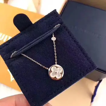 

L49 fashion 925 Silver Four leaf glasses Necklace Japanese and Korean Pendant Fine Clavicle Chain