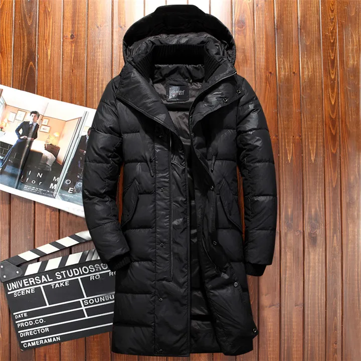 30 градусов, русская зимняя куртка для мужчин, очень толстая ветровка, длинное пальто, Мужская камуфляжная куртка на белом утином пуху, зимняя куртка - Цвет: AS PICTURE