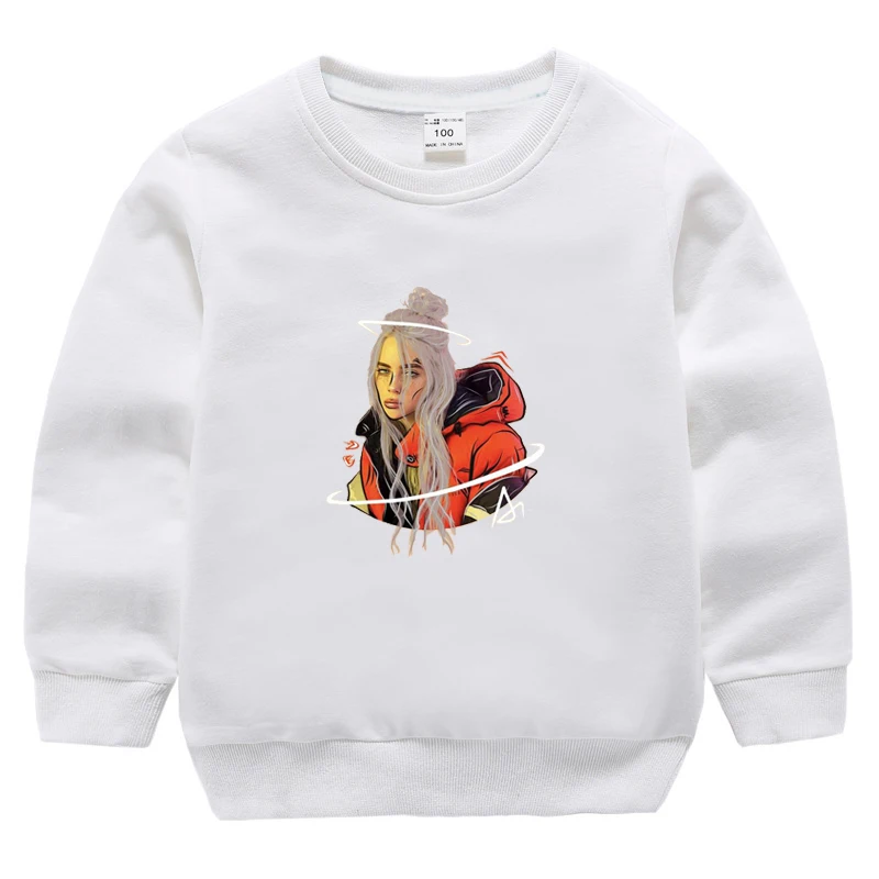 Новинка; Детские топы с принтом Billie Eilish; Одежда для мальчиков; повседневные хлопковые толстовки с длинными рукавами; костюм для мальчиков; повседневные толстовки; одежда Billie