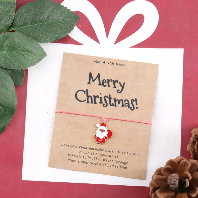 Santa Claus Модный Рождественский браслет желаний с Рождеством Санта Клаус Колокольчик Рождественские украшения для женщин мужчин друг Рождественский подарок - Metal Color: Santa Claus