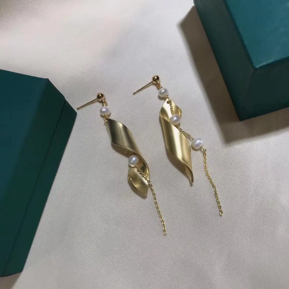 High quality Drop-Earrings with Natural Fresh Water Pearl original design irregular geometry for women earrings Party decor gift | Украшения