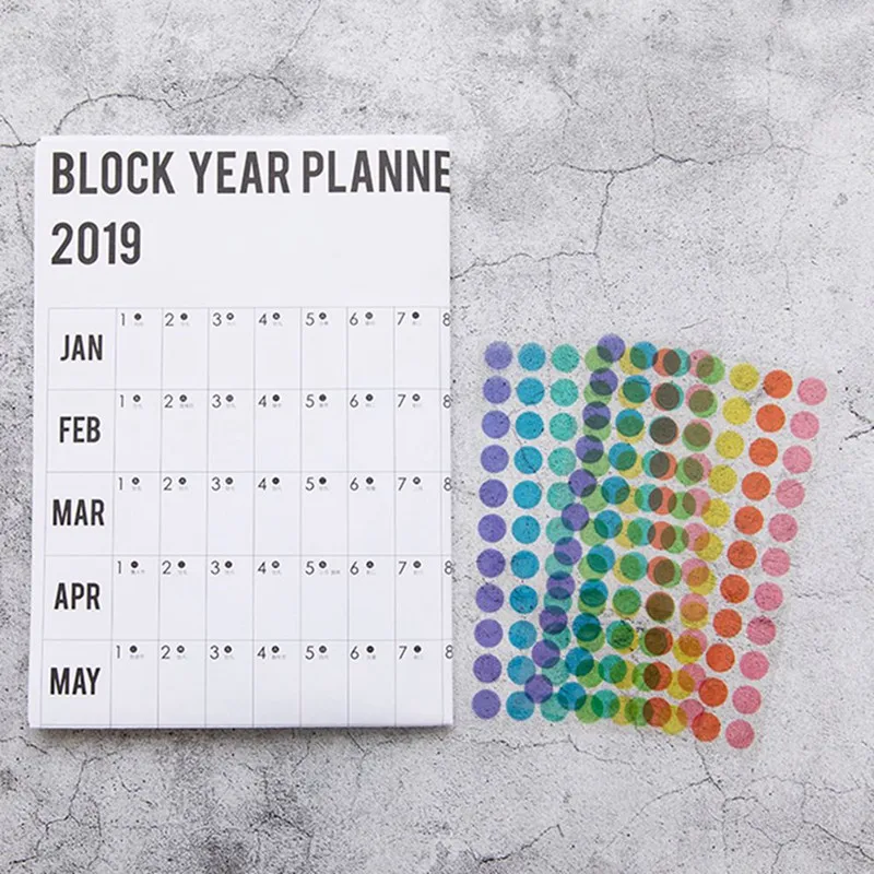 1 Set Creative Block Year Planner Daily Plan Paper 73*51.5cm Wall Paper Calendar Agenda