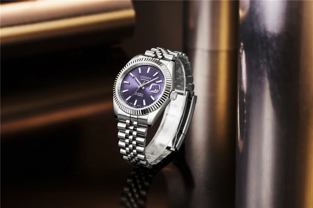 CISSDEN New Luxury Brand Sapphire Crystal NH35A Sports Mechanical Self-Winding Watch Men's Watch Stainless Steel 100M Waterproof
