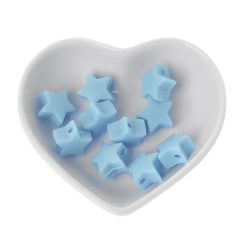 Light blue 10 шт звезда силиконовый бисер ребенок Прорезывание Зубов Бусины DIY соска цепь ребенок прорезыватель DXAD - Цвет: Light blue