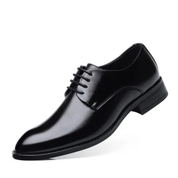 

Men formal shoes man oxford shoes leather lace-up large size male dress shoes black brown big size business shoes WZ-06