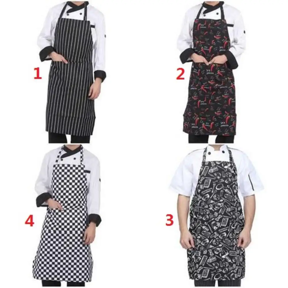 Adjustable Half-length Adult Apron Striped Hotel Restaurant Chef Waiter Apron Kitchen Cook Apron With 2 Pockets #BO