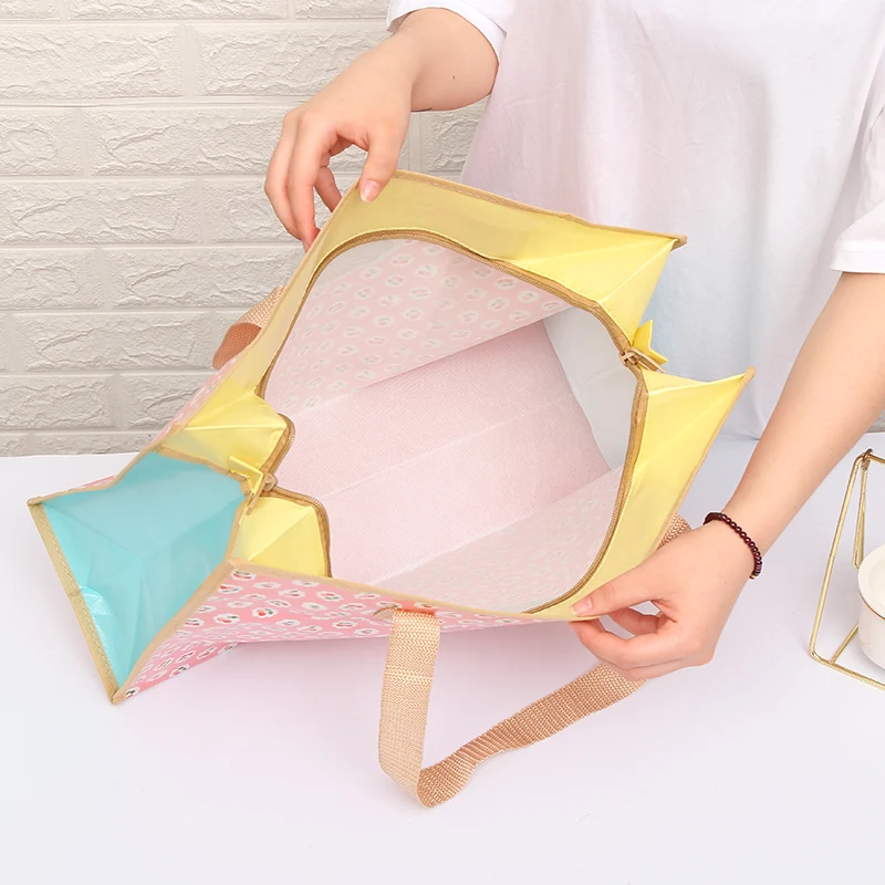 Newest Color Printing Eco Shopping Bag Foldable Reusable Tote Folding Pouch Travel Non-woven Bathroom Storage Bag - Image 6