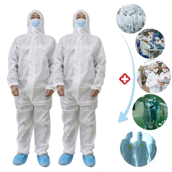 

Coverall Disposable Anti-epidemic Antibacterial Plastic Closures Isolation Suit Prevent Invasion of Virus for Medical Staff