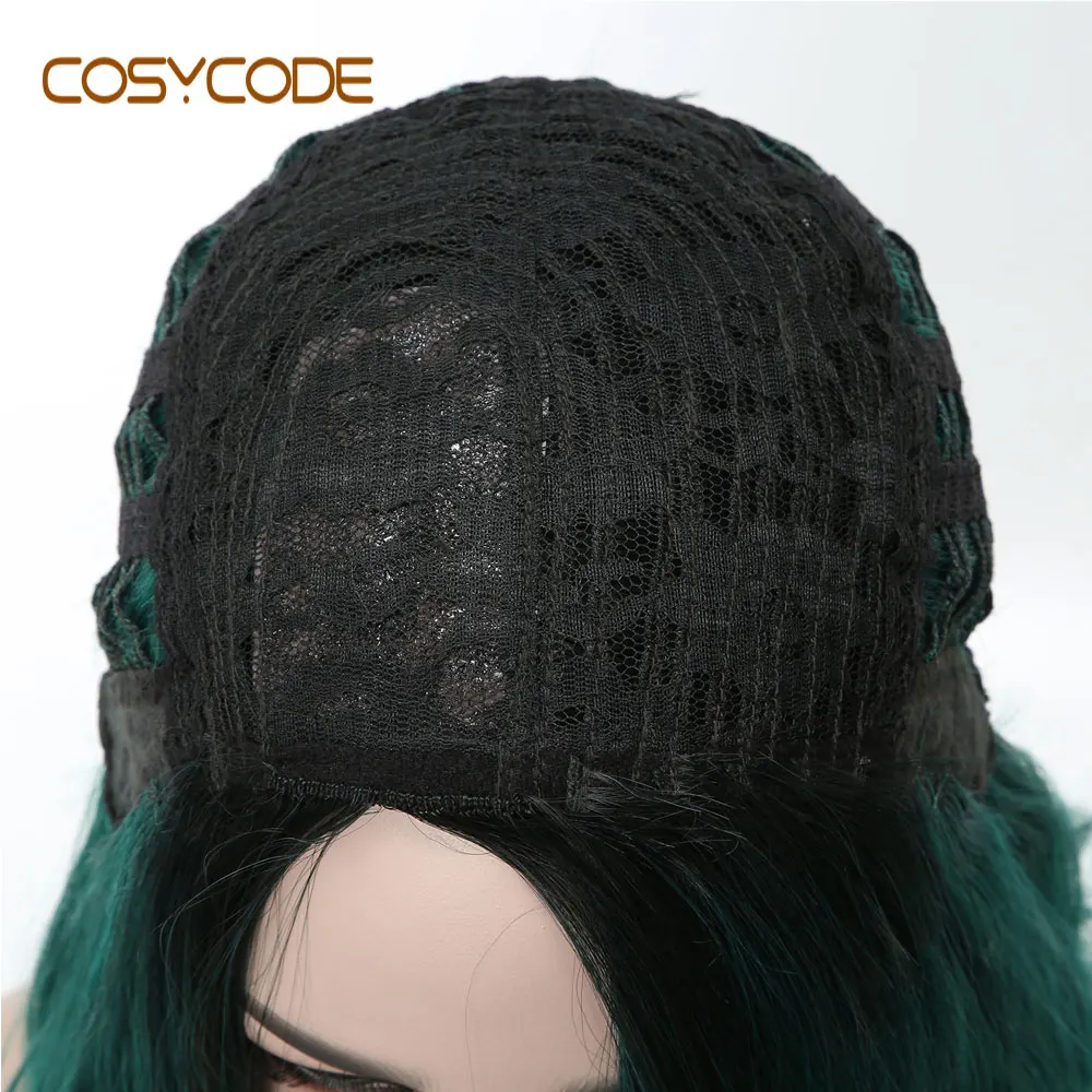 COSYCODE зеленый парик 14 дюймов средняя часть естественная волна кудрявый женский парик некружевной Синтетический Косплей парик костюм