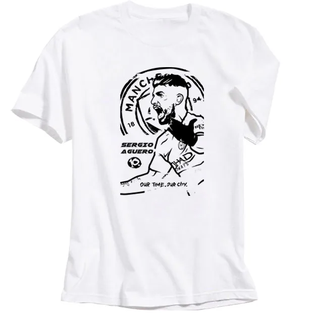 2 Новая футболка kun aguero fashion legend, хлопковая Футболка с круглым вырезом и короткими рукавами для поклонников, подарок - Цвет: 2
