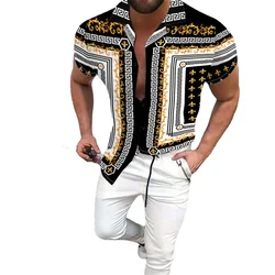 Cardigan à boutonnage simple pour homme, chemise de Style anglais, imprimé plage, soirée, fleur, manches courtes, Slim Fit, nouvelle collection 