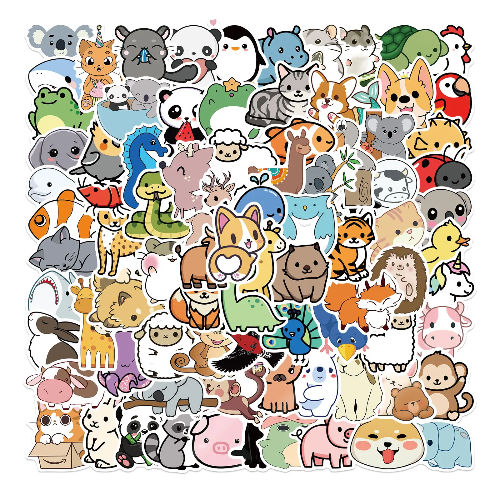 

100Pcs/Lot Cute Animals Stickers Waterproof Sticker Luggage Laptop Guitar Water Bottle Notebook Car Decal Dropshipping
