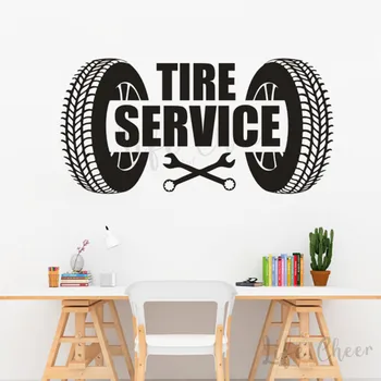 

Auto Car Service Wall Art Decals Tire Service Logo Wall Vinyl Sticker Car Station Sign Wall Murals Garage Decoration AZ1020